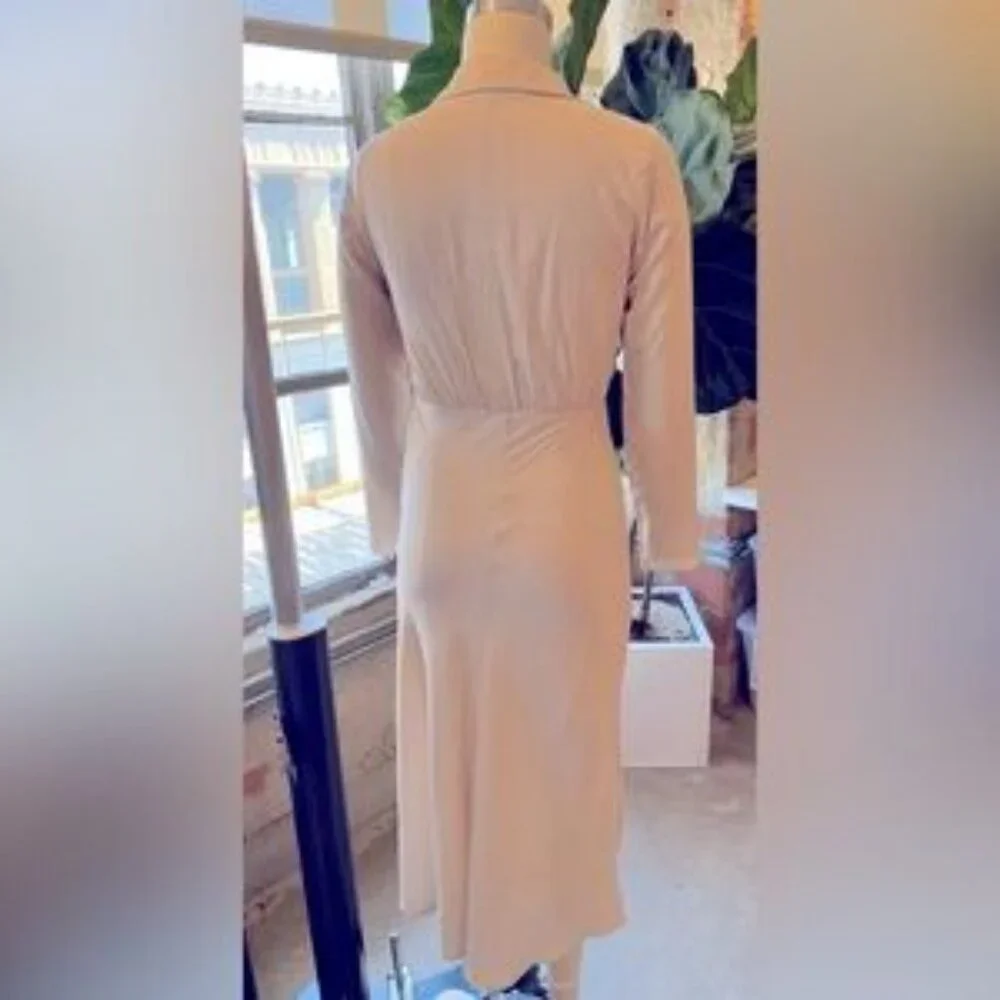 Showpo Annisa Tie Front Collared Midi Dress in Champagne - Picture 6 of 9